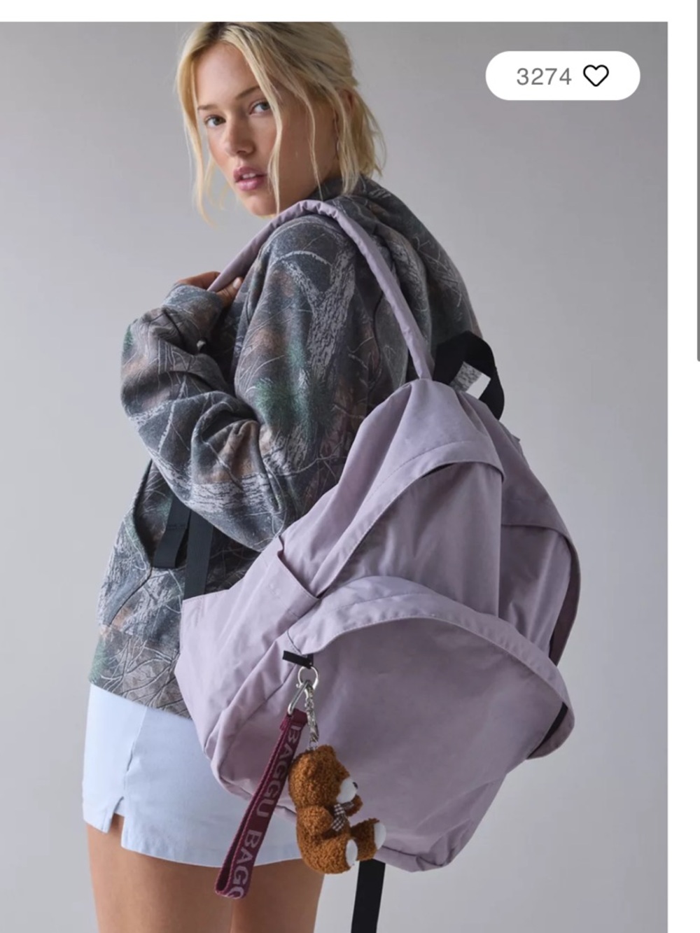BAGGU Large Nylon Backpack- Dusty Pink